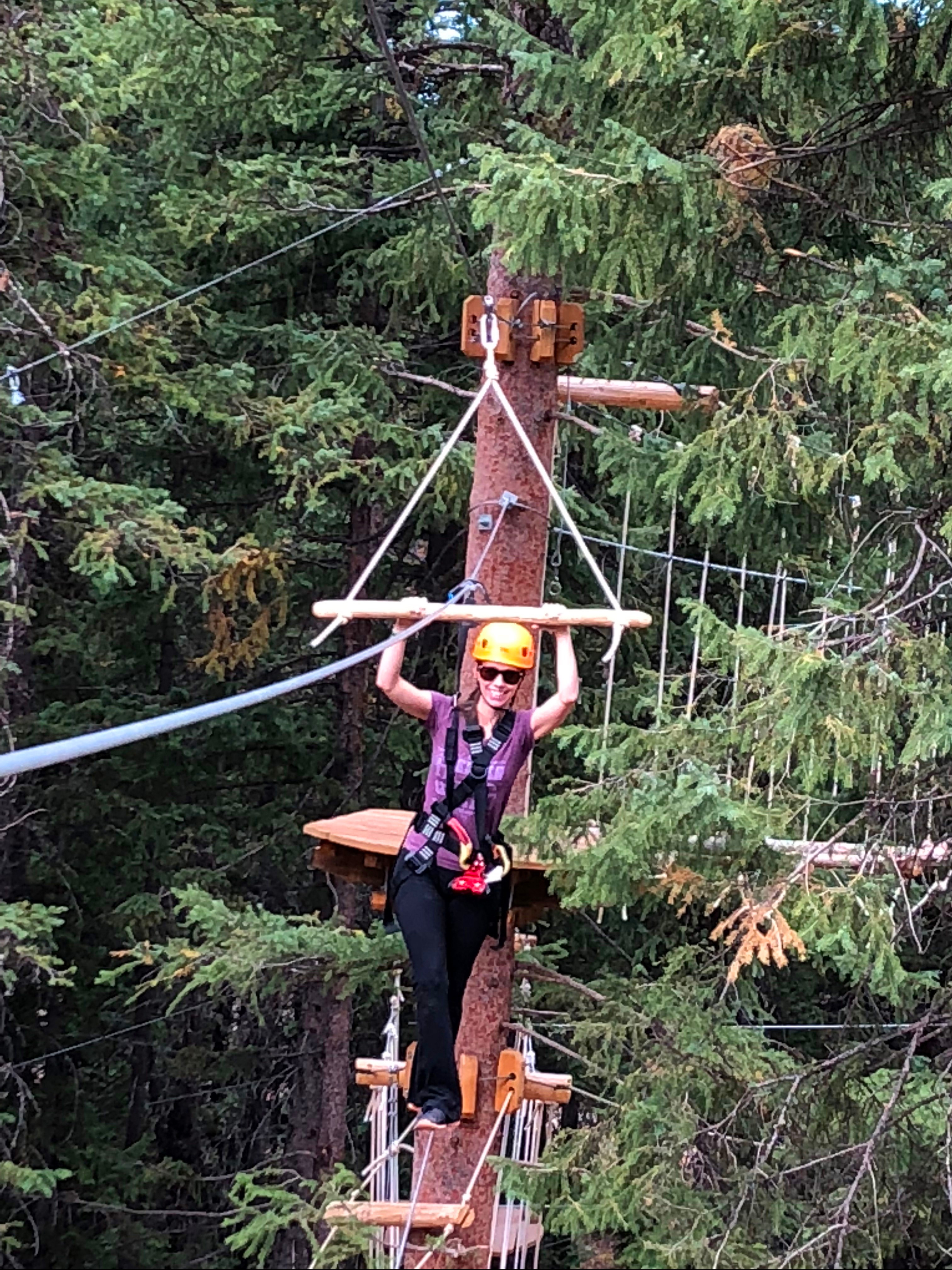 Woman on Zip Line Course in Aspen Colorado