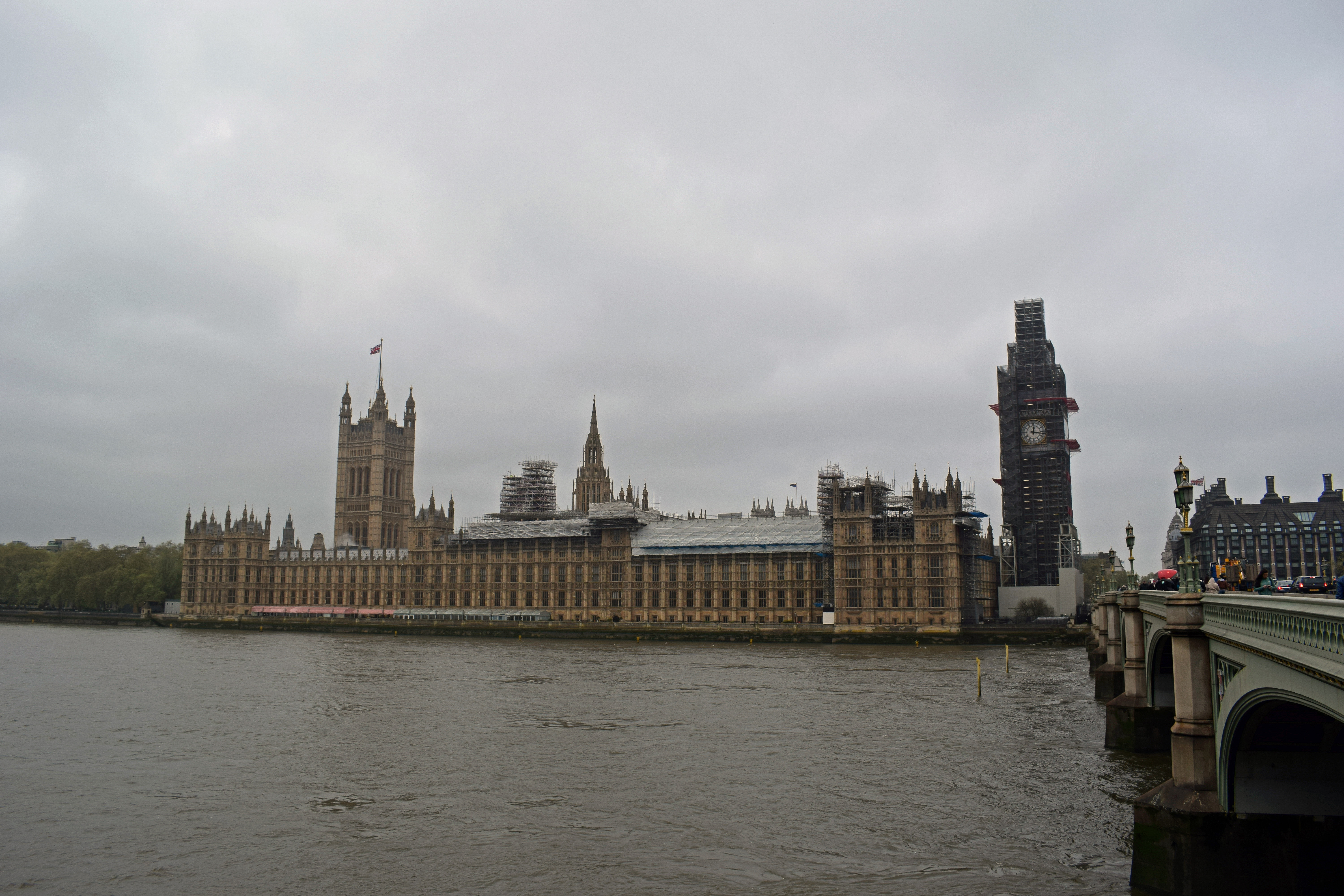 View of Big Ben and The Parliament Building from across the Thames River