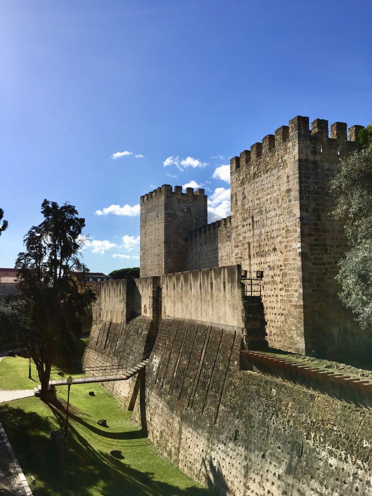 Inside Sao Jorge Castle Walls in Lisbon Portugal