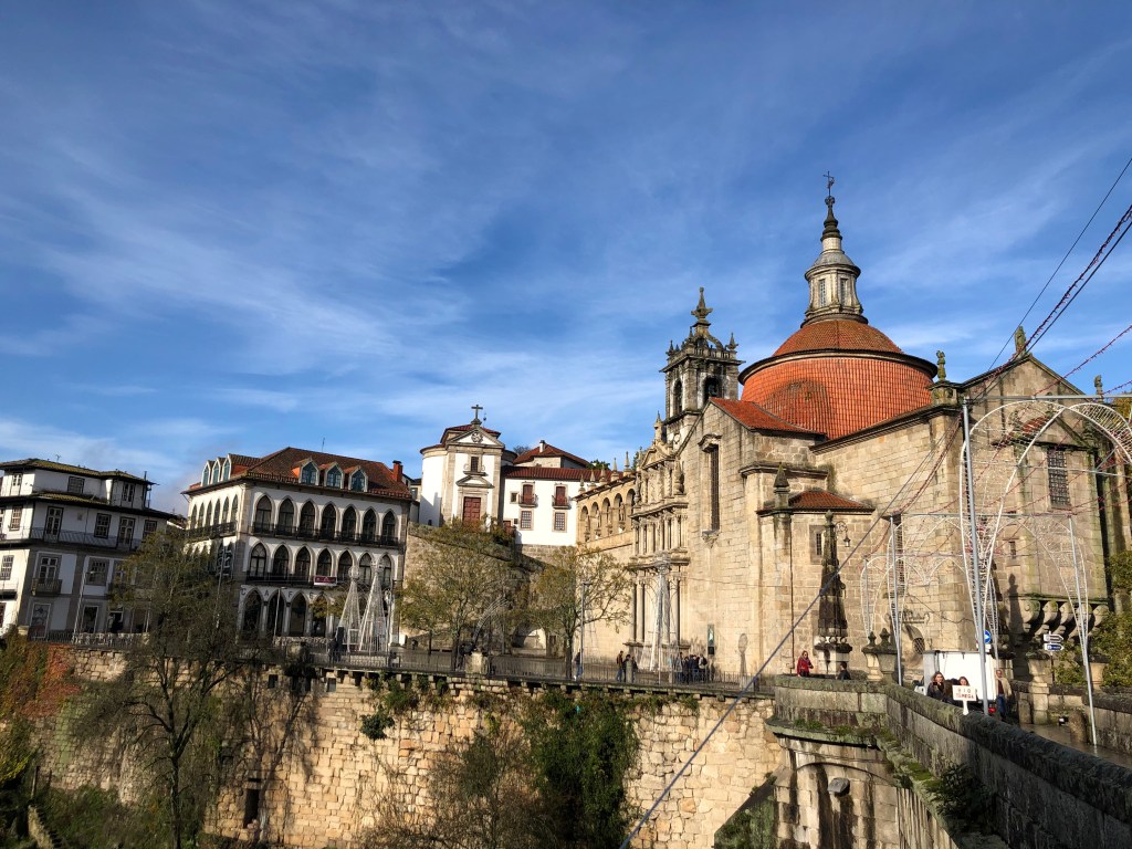 Stone Church Next to Bridge in Amarante Portugal