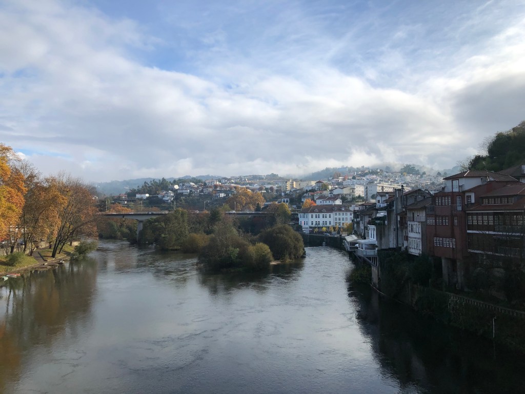 River Running through small Portuguese Town of Amarante, Portugal